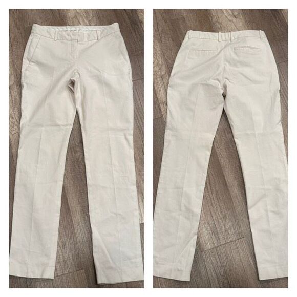 Theory Wool Blend Off White Textured Trouser Slim Fit Pants Tuxedo Pants Size 4 - Picture 2 of 14